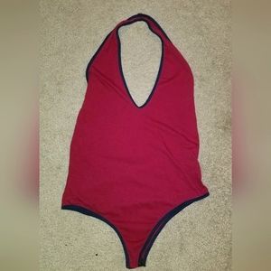 Burgundy & Blue Bodysuit L